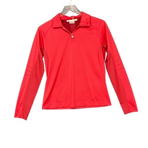 Nike Golf Shirt Womens Small Red Long Sleeve 1/4 Zip Vent Athletic Top Pullover