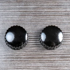 Black Bakelite Knobs / RADIO / Other  1950s-60s 2pc  1/4" Opening w/ Set Screw