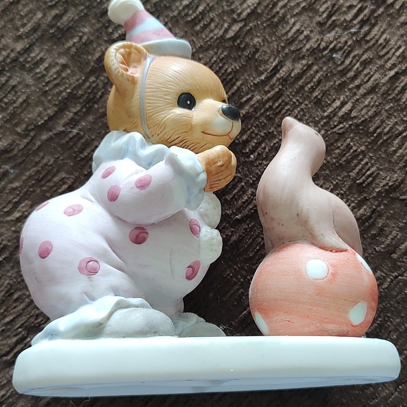 Homco Home Interiors Clown Circus Porcelain Bear & Seal Figurine #8881