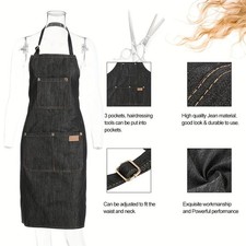 Waterproof Denim Work Apron Adjustable Tool Apron With Pockets Unisex