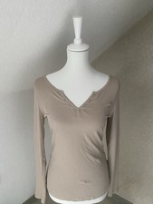 Damen Langarmshirt Gr. S Beige   Ripp-Optik m...