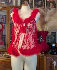 Rare Vintage Fredericks Of Hollywood Lace And Feather Vest