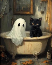 Halloween Paint by Numbers Kit for Adults, Ghost Oil Painting by Numbers with Br