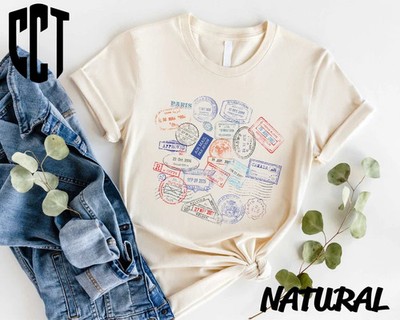 Travel Stamps Comfort Tee Traveler Gift Vacation Shirt Adventure Explore