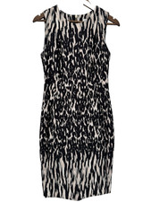Calvin Klein Leopard Animal Print Sleeveless Scuba Sheath Dress Womens Size 6