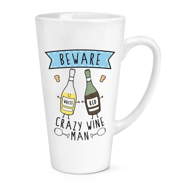 Beware VerrüCkte Wein Mann 483Ml Groß Latte Becher Tasse - Lustiger Witz Drunk-image