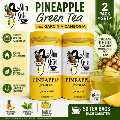 Slim Sister Pineapple Green Tea 50 Tea Bags Garcinia Cambogia Detox x2 Set