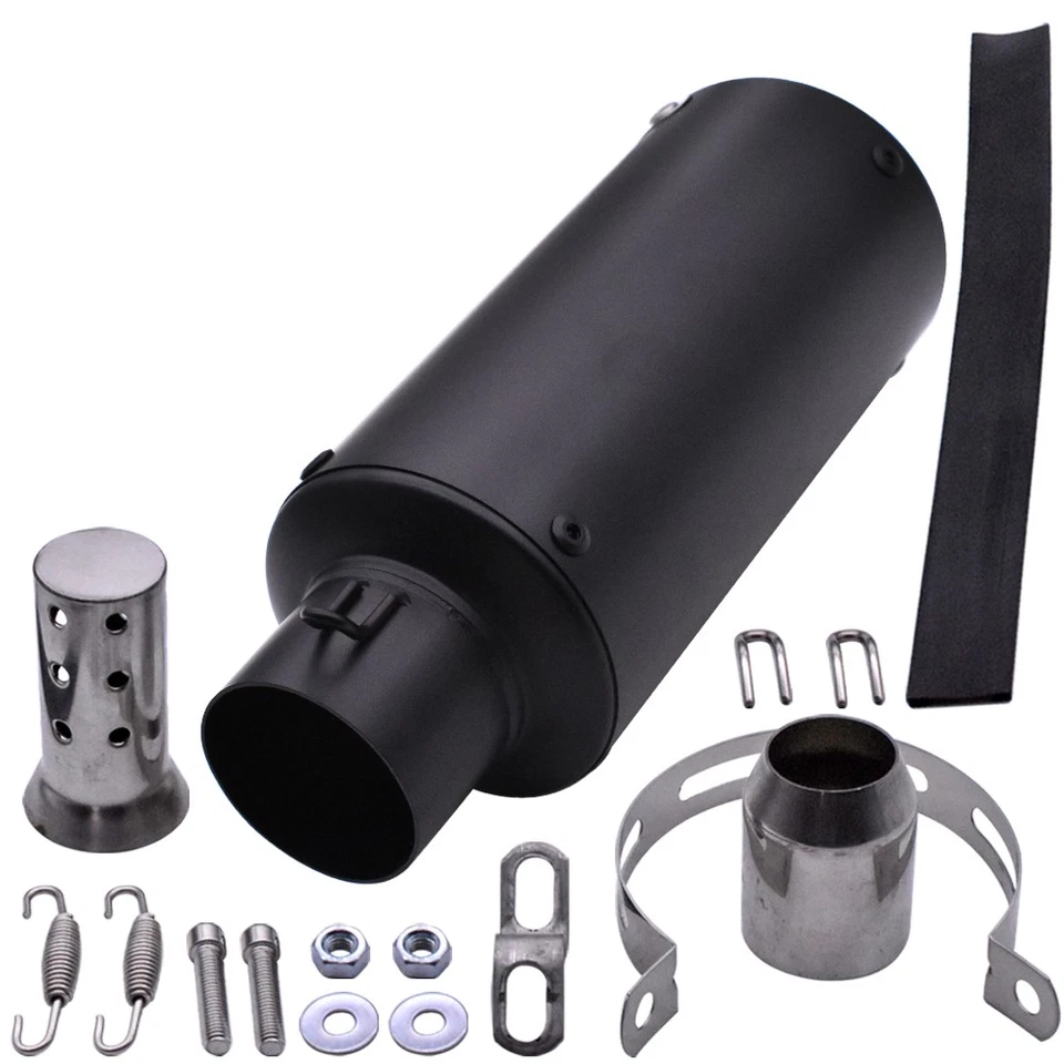 Tira reflectante negra para silenciador de escape universal de 51 mm para motocicleta Foto 4 de 4