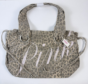 Victoria's Secret PINK Leopard Print Canvas Tote Shoulder Bag Logo NWT