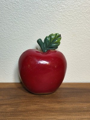 Vintage Red Apple Wall Plaque Hanging Decor 3'' Faux Fruit Country Kitchen