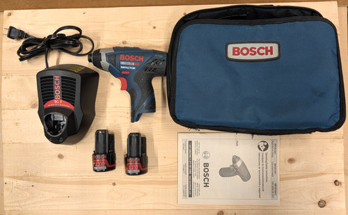 Bosch PS40-2 10.8V Impactor Kit 2 Batteries Charger Case Manual Tested Works