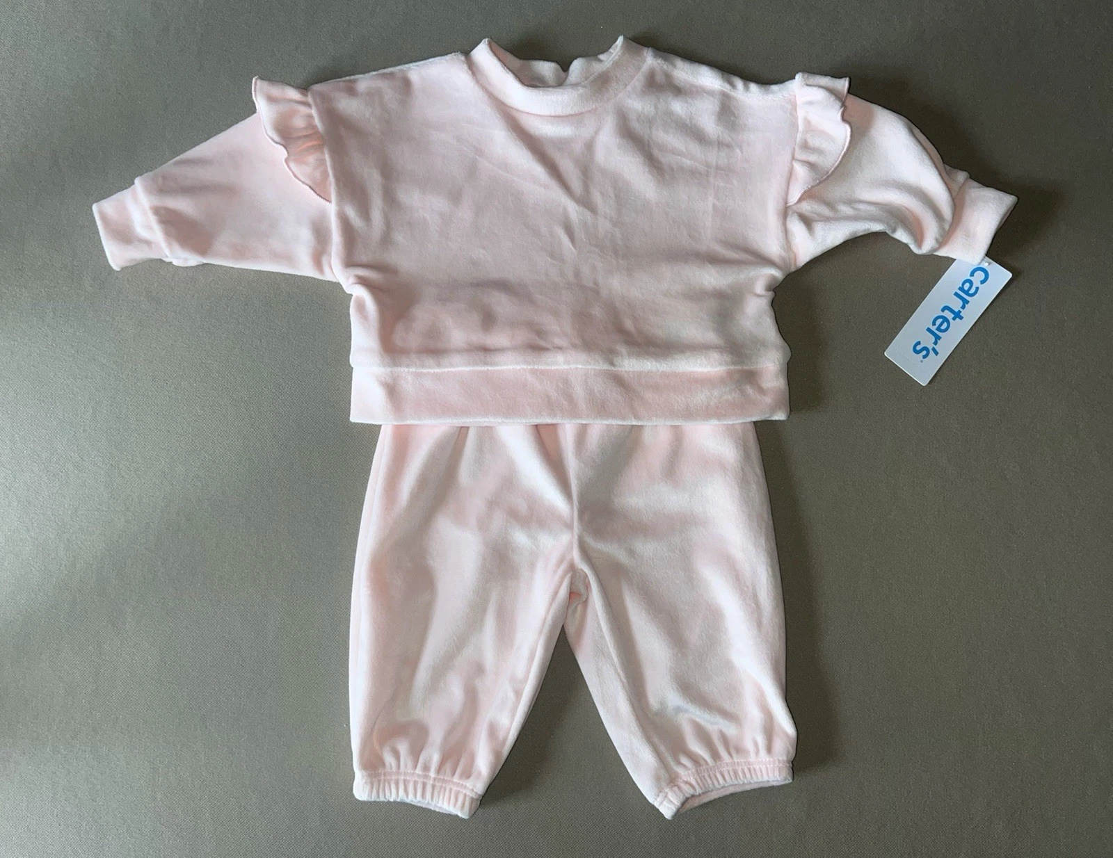 Carter’s Baby Girls 3 Months TWO Piece Velour Outfit~Top/Bottoms, New With Tags!