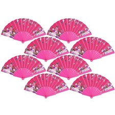 QIRMIZI 8 PCs Large Handheld Floral Folding Fans Hand Held Rave Fan   Perf