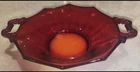Rare Martinsville Red Amberina Depression 10-sided Double Handled Bowl FREE SHPG