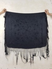 Antique Chinese Hand Embroidered Floral Piano Shawl 115x104cm