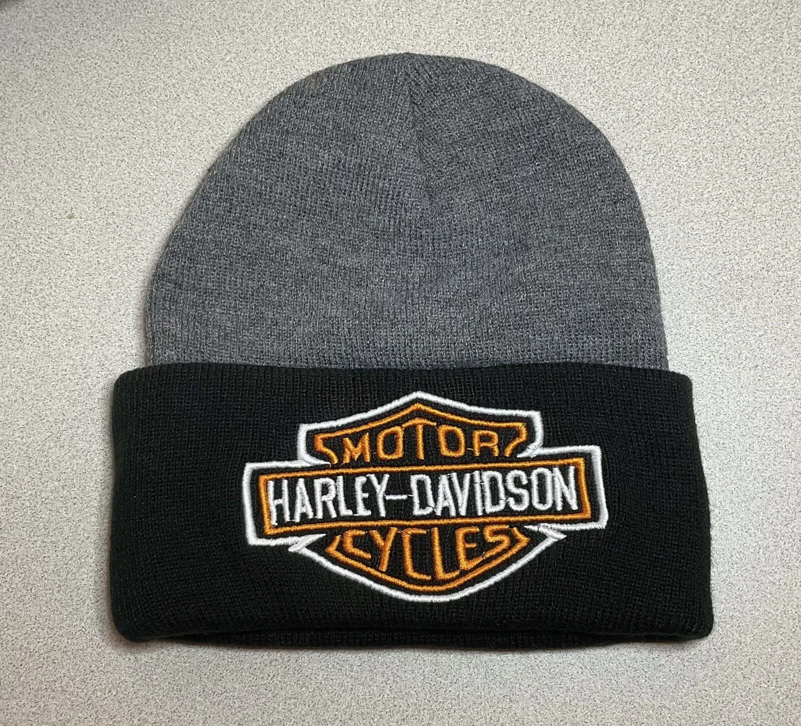 New Harley Graphic Black And GrayKnit Beanie Hat Cap One Size