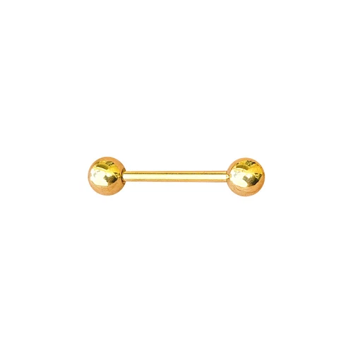 14K Solid Yellow Gold 14GA Nipple Ring Tongue Barbell 12MM Bar Piercings Jewelry