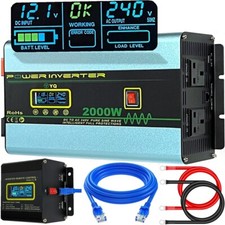 YQ Power Inverter Pure Sine Wave 12V to 240V 2000W 4000W Converter LCD Remote