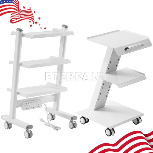 Dental 3 Layers Medical Trolley Cart Mobile Instrument Tool with Built-in Socket - Picture 1 of 45