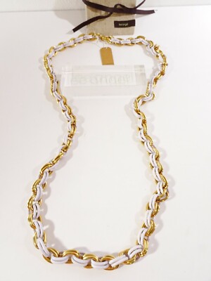 Lee by Lee Angel Women's Safina Enamel Gold link Long Necklace NWT 200 WHITE