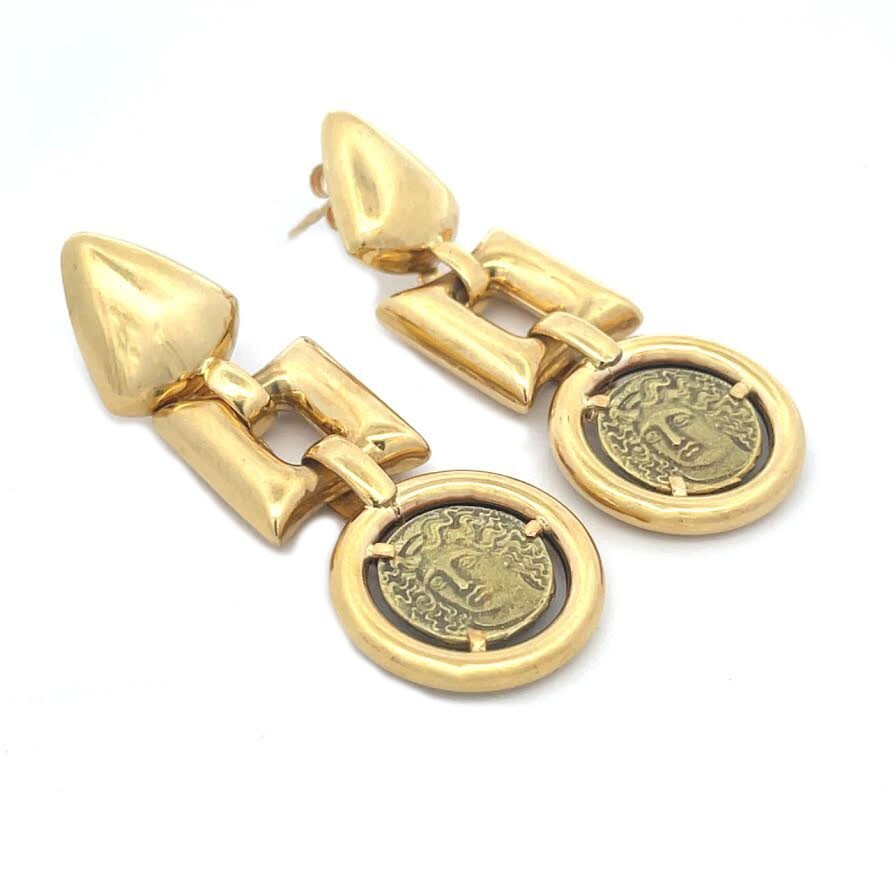 UNOAERRE Coin Dangle Earrings in 18k Yellow Gold - image 3