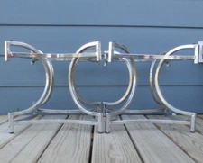 Pair MCM Atomic Ranch Square Chrome End Coffee Table Bases  14 1/2" Cubes   BSMT