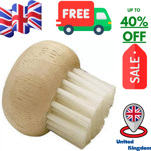 Mushroom Brush Wooden Mushroom Brush, Rubber Wood / Nylon, 5.5 cm, Brown/White