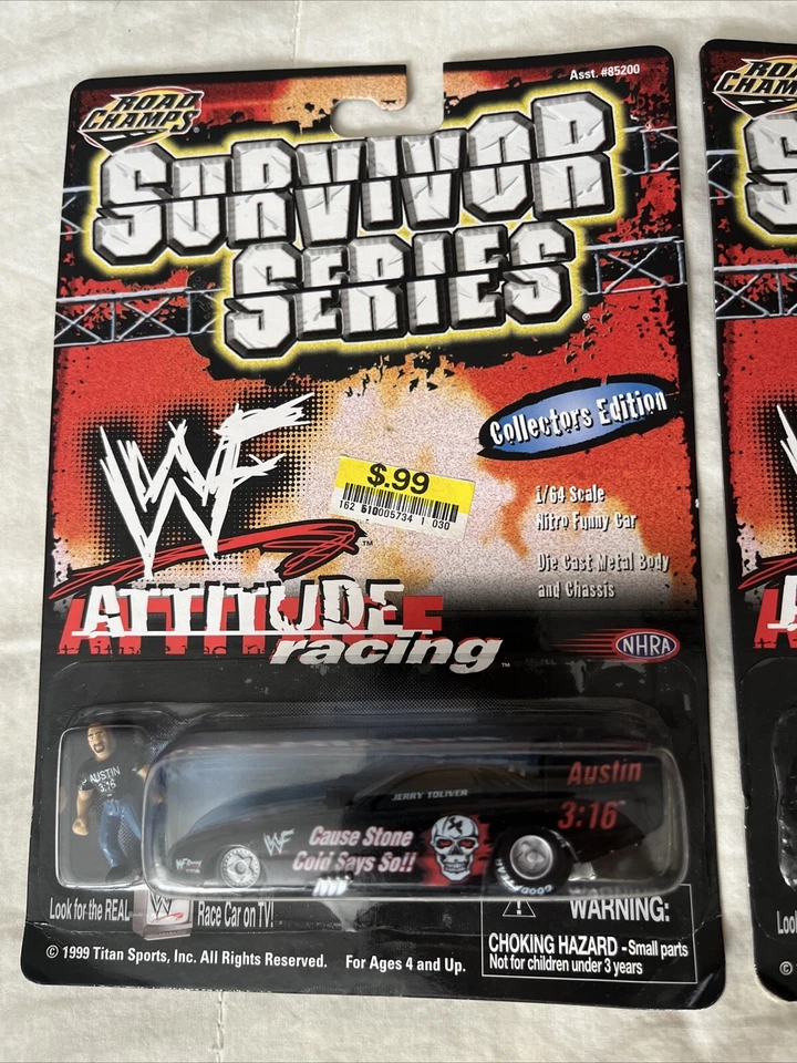 Steve Austin The Rock WWF Attitude Racing 1999 Road Champs Diecast Car Toliver - Image 2 of 4