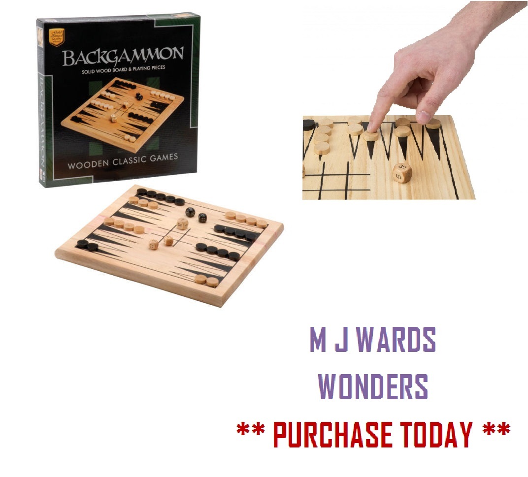 Backgammon Game – Solid Wood Board & Playing Pieces – Wooden Classic -Ideal