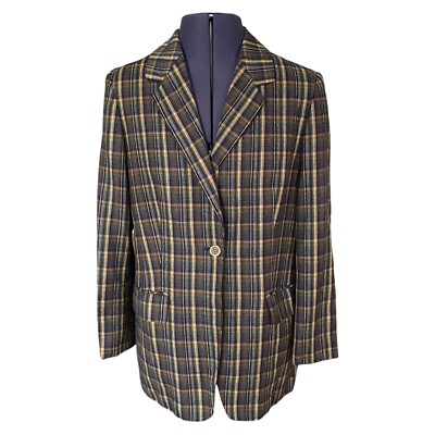 Hammerschmid Blazer Jacket Brown Check Single Button Wool Ladies Size 44 UK 16