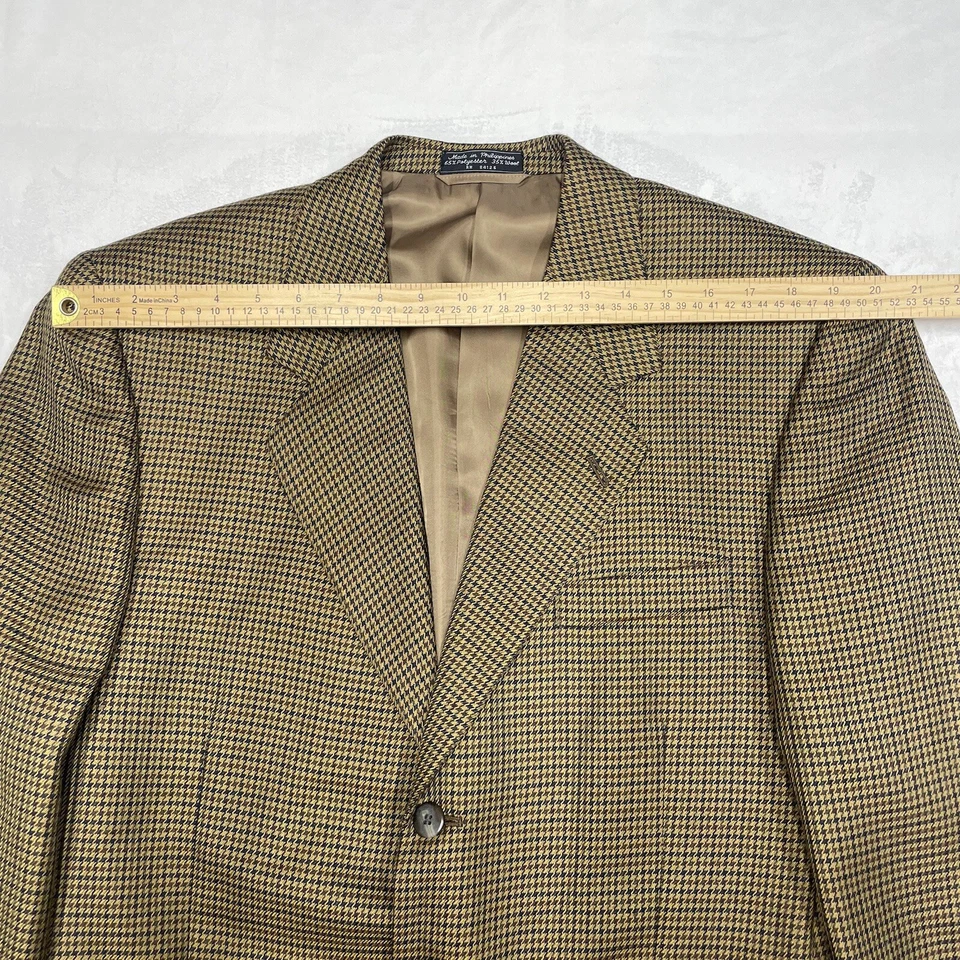 Abrigo Deportivo Jeffrey Banks Para Hombres 42R Marrón Pata de Gallo Blazer Chaqueta Mezcla de Lana Foto 3 de 4