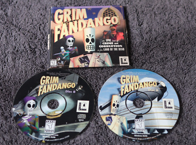 Grim Fandango Windows 95/98 PC Video Game Lucas Arts 2-Discs w/ Cardboard Sleeve