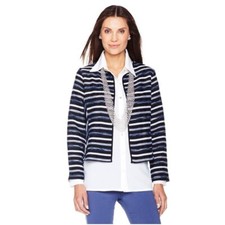 Marla Wynne Indigo Woven Stripe Road Map Jacket Size12