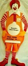 EXTREMELY RARE!!  VINTAGE  1992 Ronald McDonald Door Hanger - BRAND NEW, MINT!!
