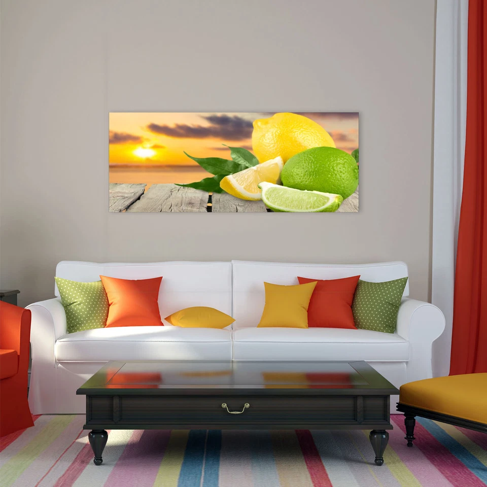 Glasbild 125x50 XL Zitrone Gelb Panorama Wandbild Glasbilder Modern Deko Glas - Bild 2 von 4