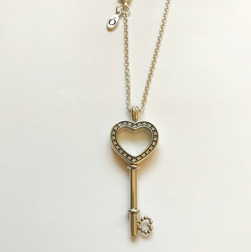 Floating Locket Key Heart Necklace 