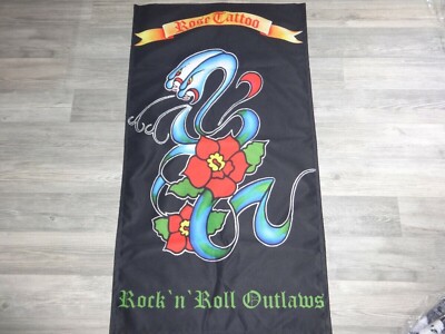 Rose Tattoo Flag Flagge Hardrock Heavy Metal Poison Steel Panther Anthem