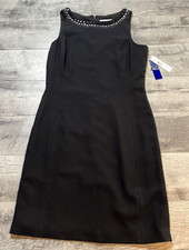 Black Party Dress Womens 6 Sleeveless Rhinestone Neck Lined Cocktail Evening NEW