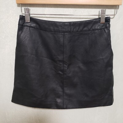 Topshop Petite Black Faux Leather Mini Skirt Size US 2/EUR 34