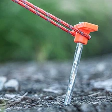 Pack of 2 - 10” Metal Twisted Tent Peg Orange Plastic Stopper Stake Stop Anchor