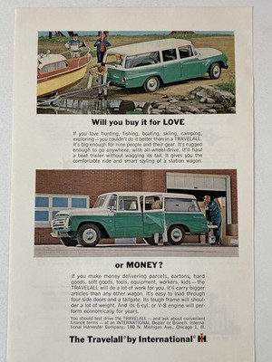 1964 International Harvester Travelall Station Wagon Print Ad Love Money