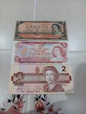 Canada Banknotes 1954, 1974, 1986 Two 2 Dollar Paper Money Super Circulated Lot