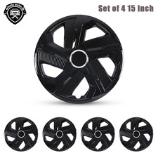 Set of 4 15inch Black Snap On Hub Caps Wheel Rim Covers fit R15 Tire & Steel Rim