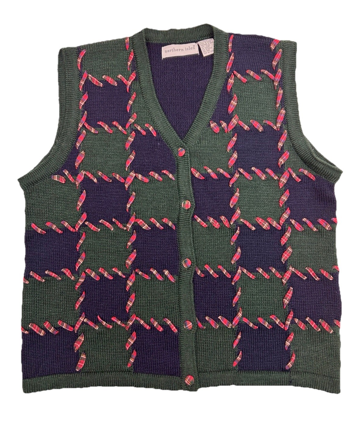 Vintage Northern Isles Sweater Vest Women M 100% Wool Christmas Holiday Granny