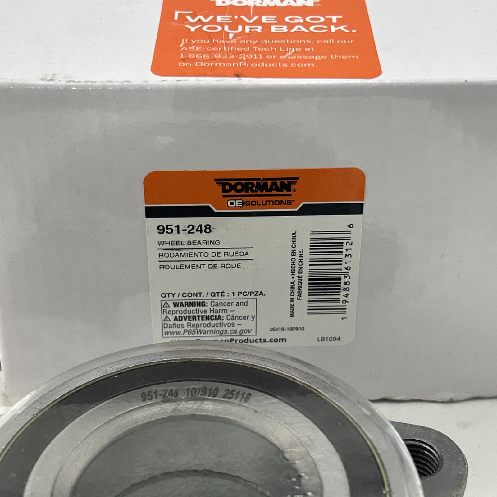 Dorman Wheel Bearing for Audi R8, A6, A6 Quattro 951-248