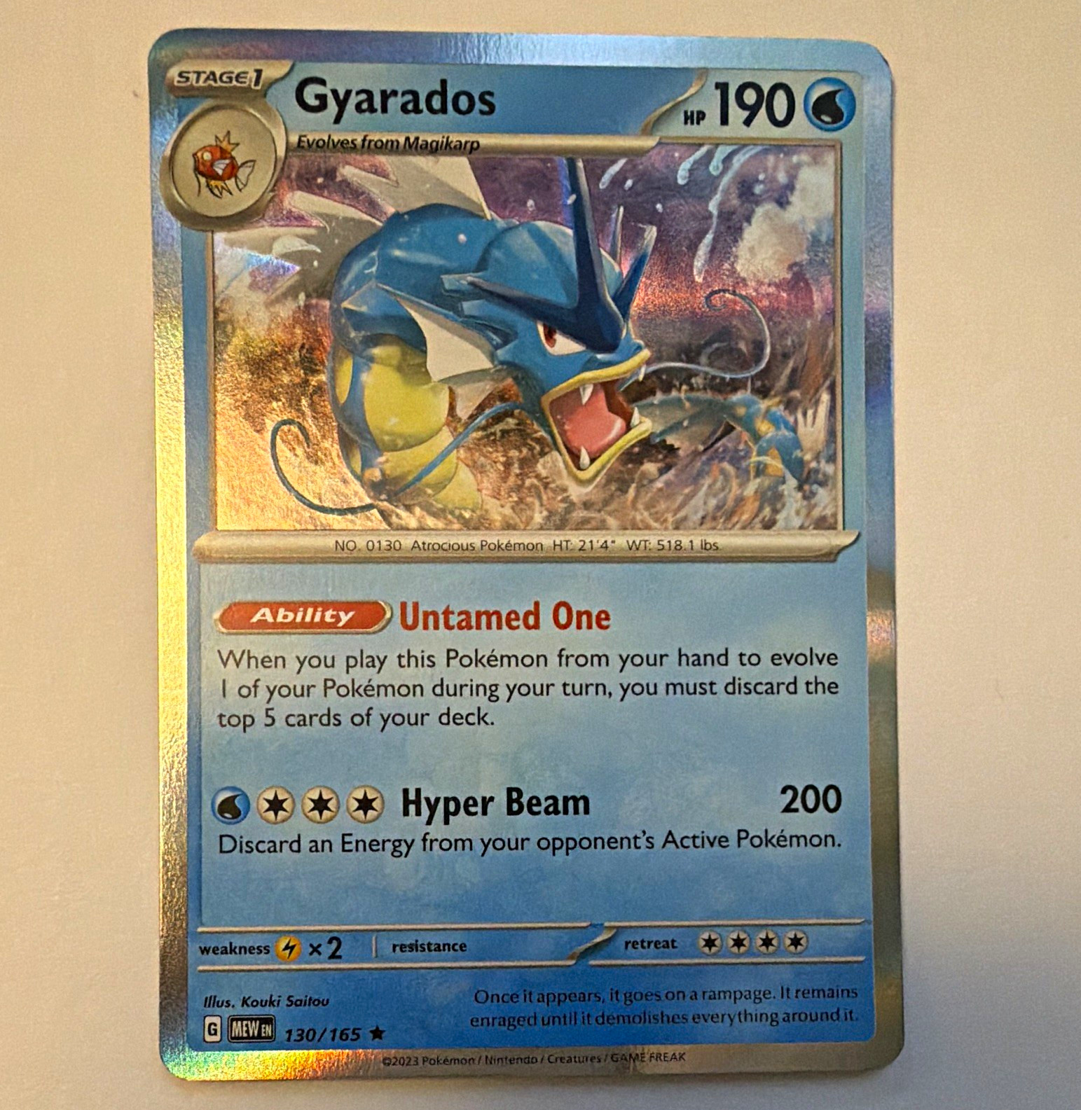 Pokemon Gyarados 130/165 Sv: Scarlet & Violet 151 Holo Rare Stage 1 190 HP EN