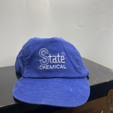 Vtg State Chemical Company Embroidered Logo Blue corduroy Baseball Cap Snapback