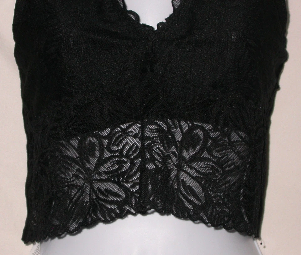 Aerie Women's Size L Black Lace Cropped Top Cami Whimsigoth Unpadded Bra - Image 3 of 4