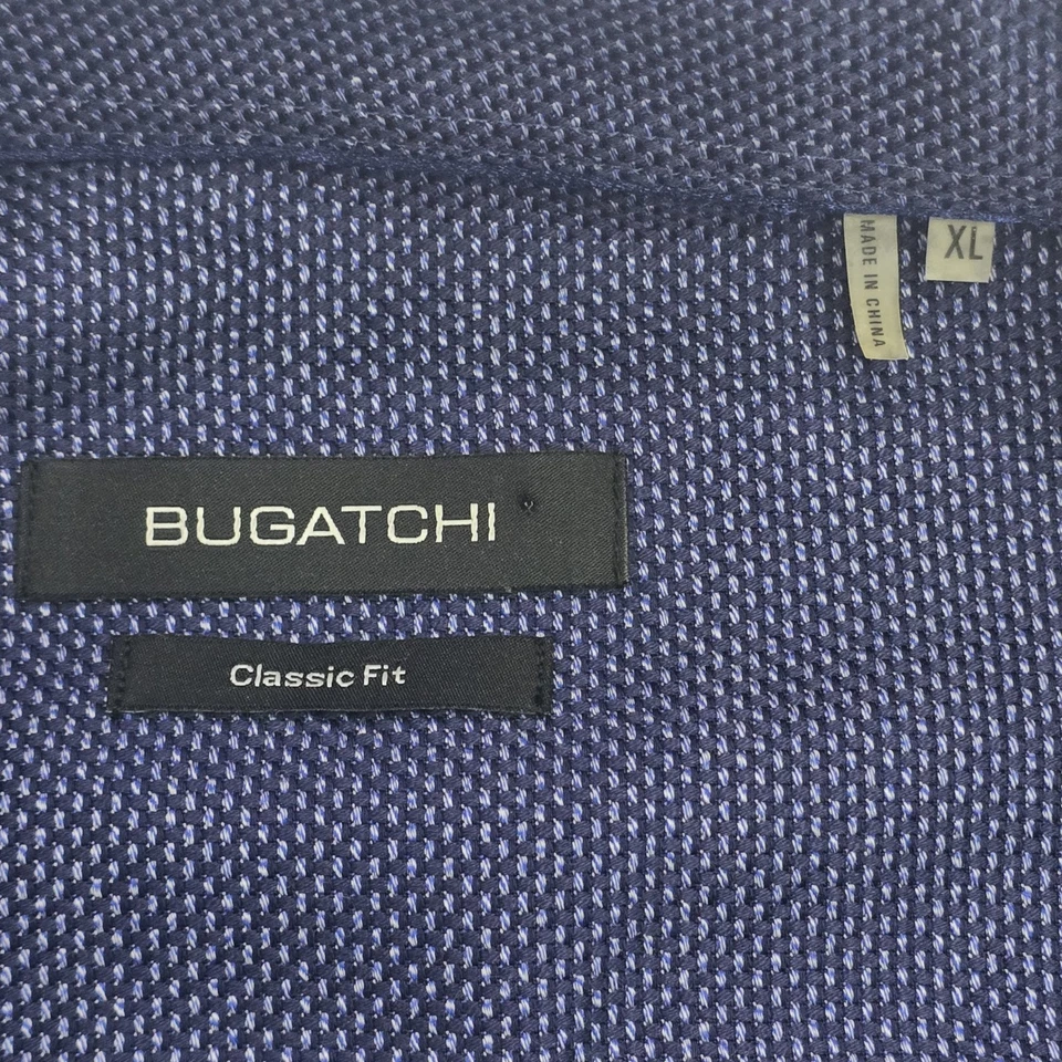 Рубашка Bugatchi на пуговицах с коротким рукавом мужская размер XL синяя геометрическая форма классическая - Изображение 4 из 4