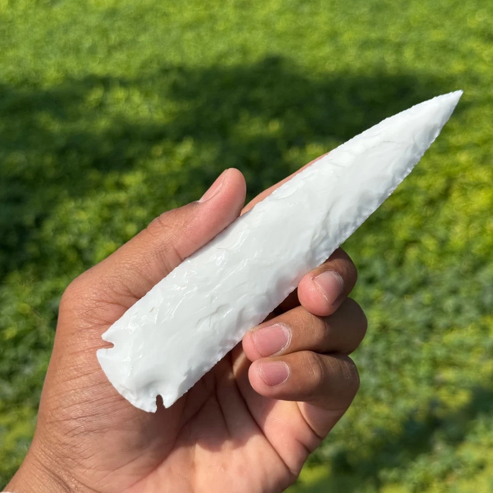 Incroyable rare têtes de flèches en verre de jade blanc têtes de flèches fait... - Photo 2/4